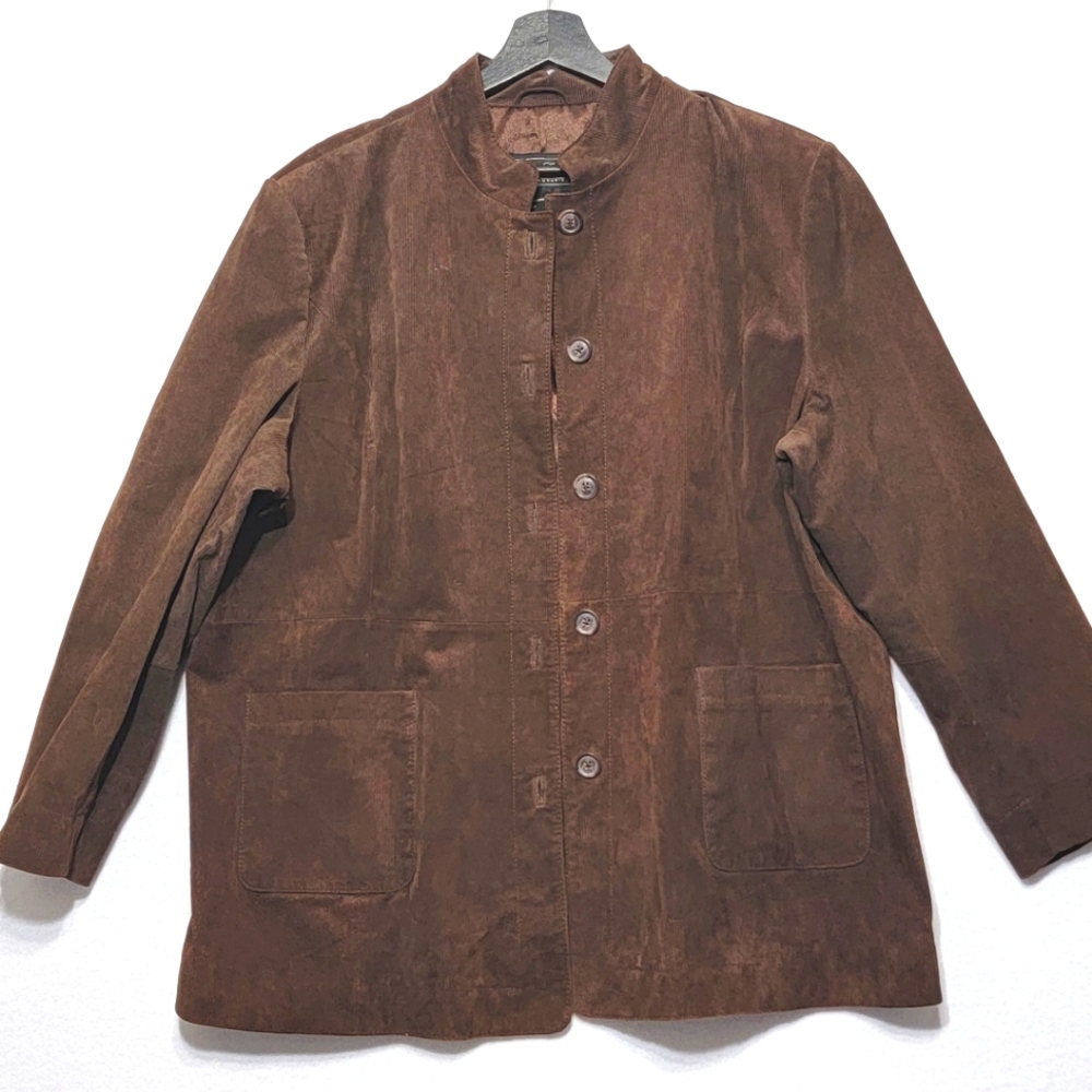 Terry Lewis Leather Classic Luxuries, Suede, Brown Plus Size Jacket Size 2X‎
